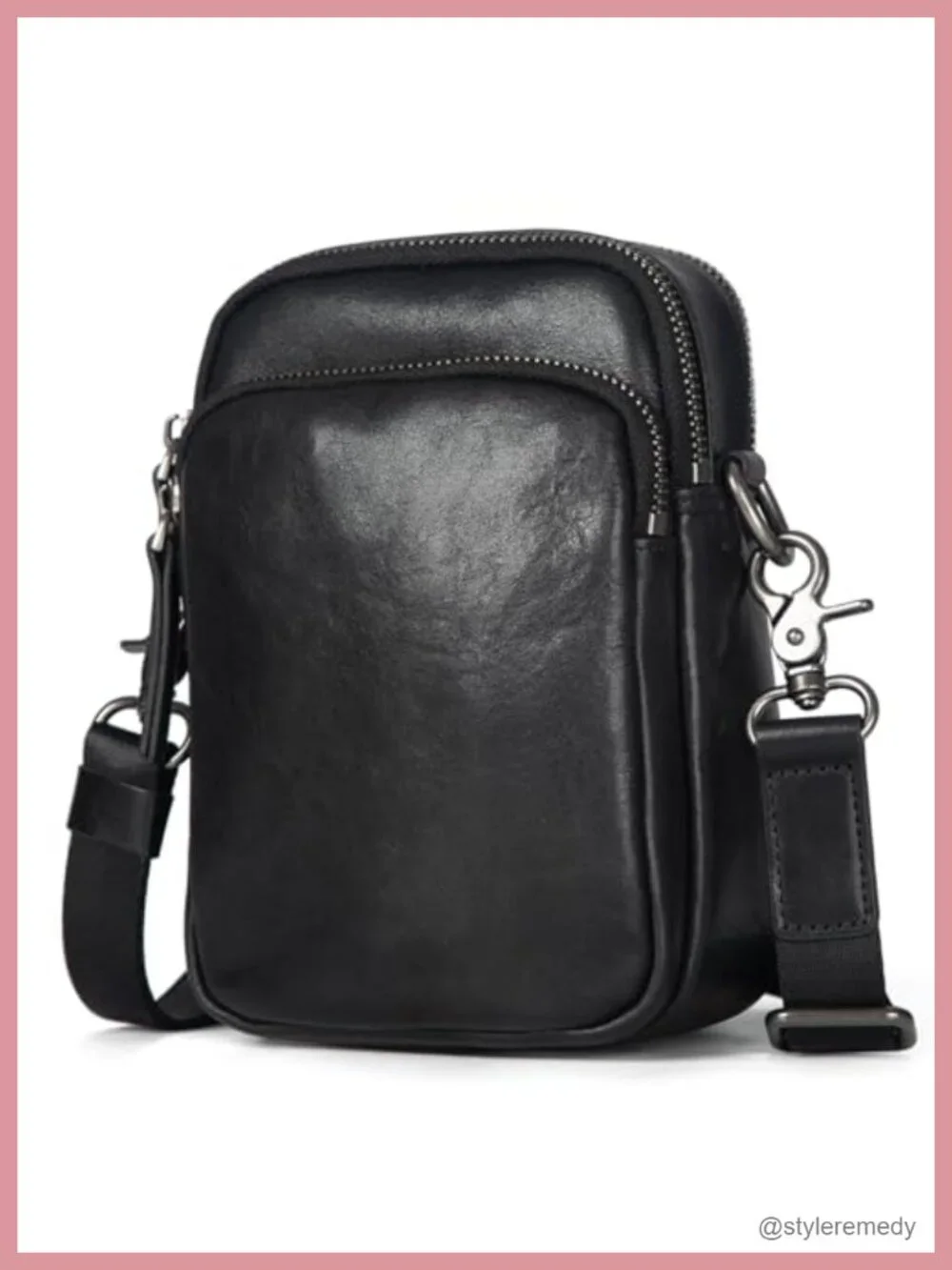 Genuine Leather Messenger Crossbody Bag Adjustable Strap Men Work Business